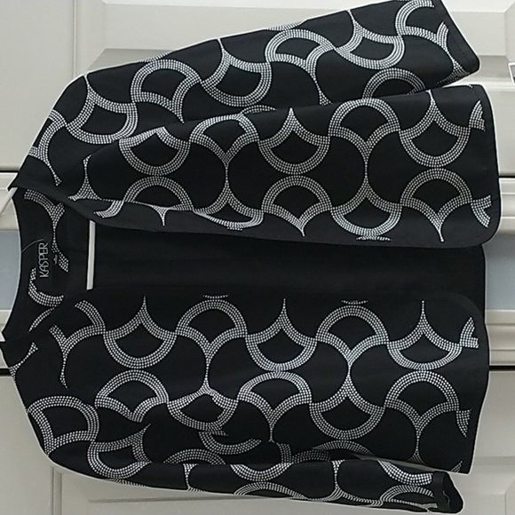 Kasper 100 percent SILK Black &White Blazer Jacket Sz 4 - Picture 1 of 10